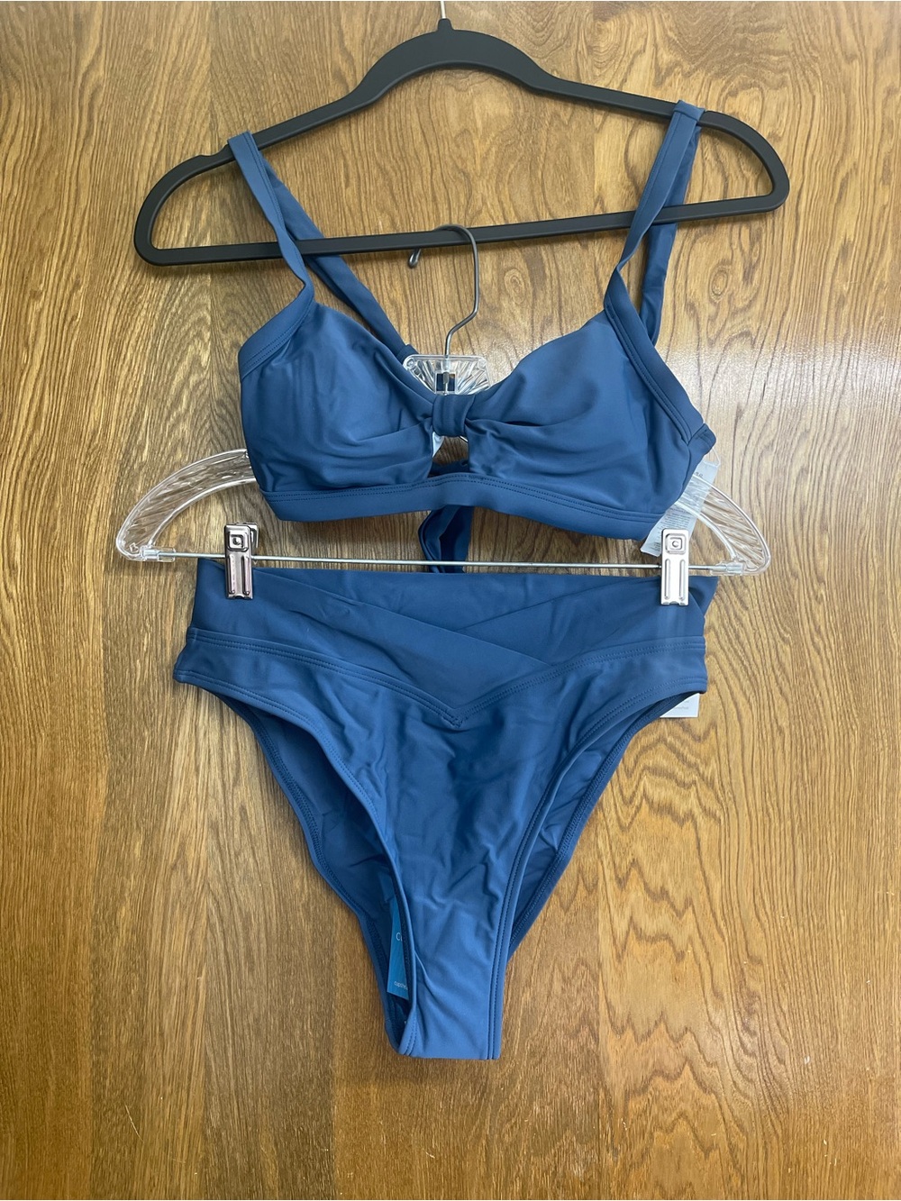XS Blue Swimsuit Women's Two-Piece Bikini Set high rise cheeky summer beach